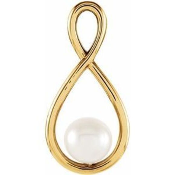 14K Yellow Cultured White Freshwater Pearl Pendant